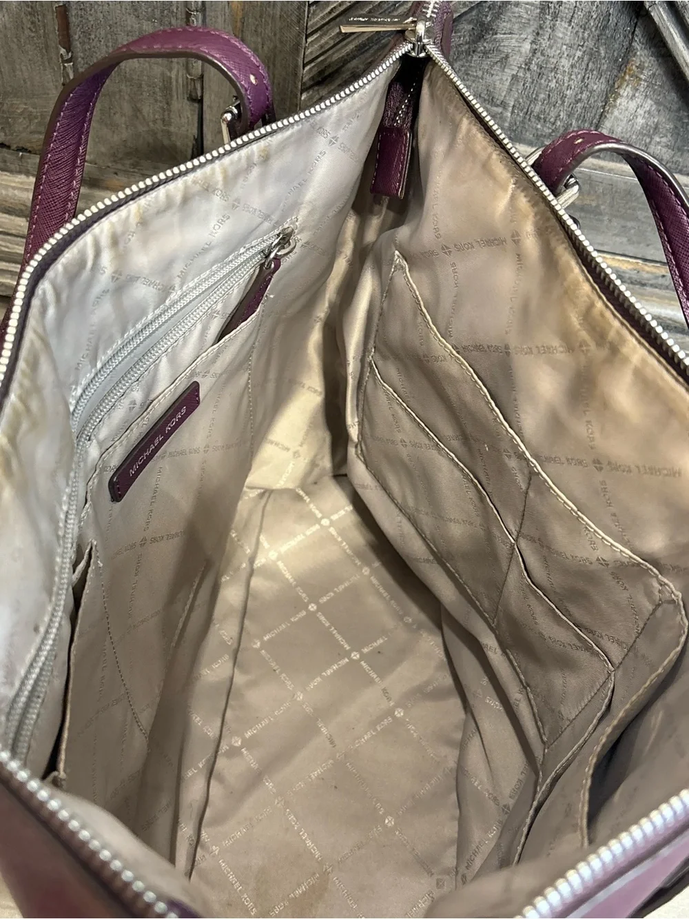 Michael Kors Plum/Burgundy Large Tote Bag